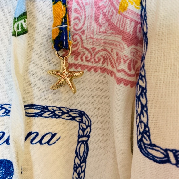 Rachel Zoe Palazzo Pants Linen Blend Pacific Stamps Size M White Beachy Tropical - Picture 9 of 16